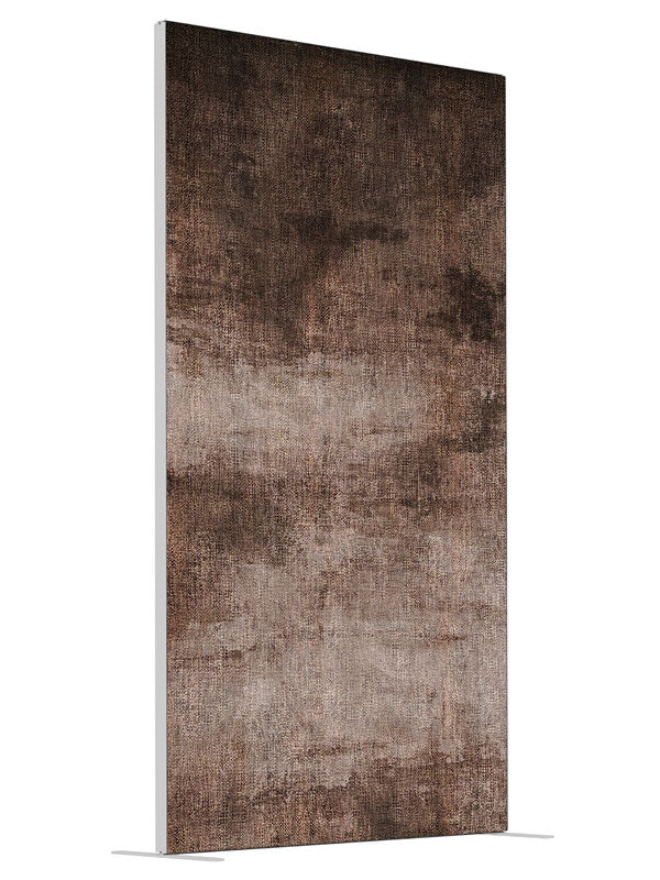 Brown Burlap shown at an angled view, photography backdrop panel for Denny StudioEdge silicone edge frame, 4 ft