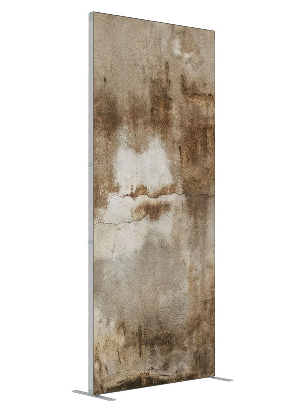 Brown Ivory Textured Plaster Wall shown at an angled view, photography backdrop panel for Denny StudioEdge silicone edge frame, 3 ft