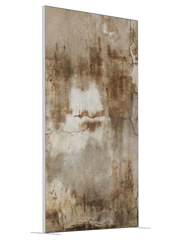 Brown Ivory Textured Plaster Wall shown at an angled view, photography backdrop panel for Denny StudioEdge silicone edge frame, 4 ft