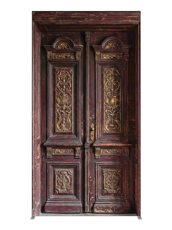 Burgundy Paneled Wall Double Door, photography backdrop panel for Denny StudioEdge silicone edge frame, 4 ft