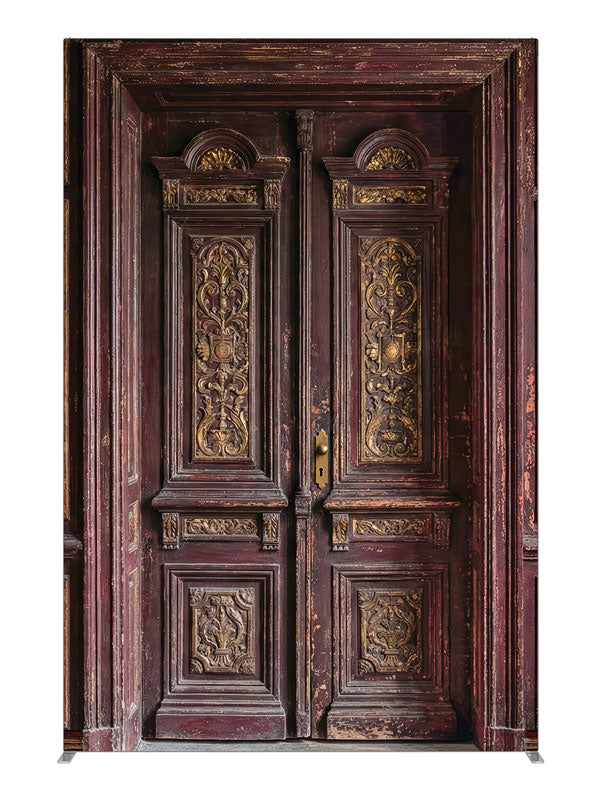 Burgundy Paneled Wall Double Door, photography backdrop panel for Denny StudioEdge silicone edge frame, 5 ft