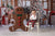 Christmas photography backdrop featuring a gingerbread house and holiday treats.