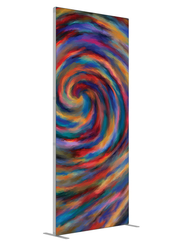 Candy Swirl Vivid Swirl Abstract shown at an angled view, photography backdrop panel for Denny StudioEdge silicone edge frame, 3 ft
