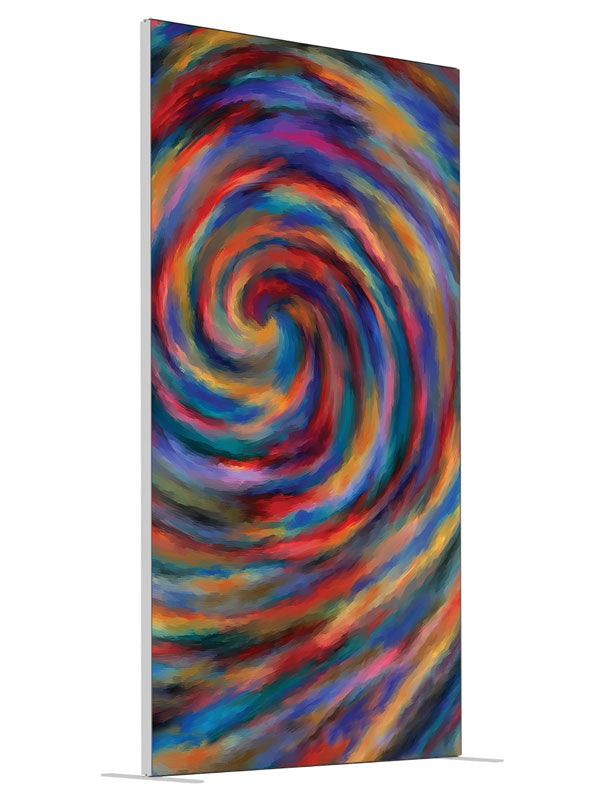 Candy Swirl Vivid Swirl Abstract shown at an angled view, photography backdrop panel for Denny StudioEdge silicone edge frame, 4 ft