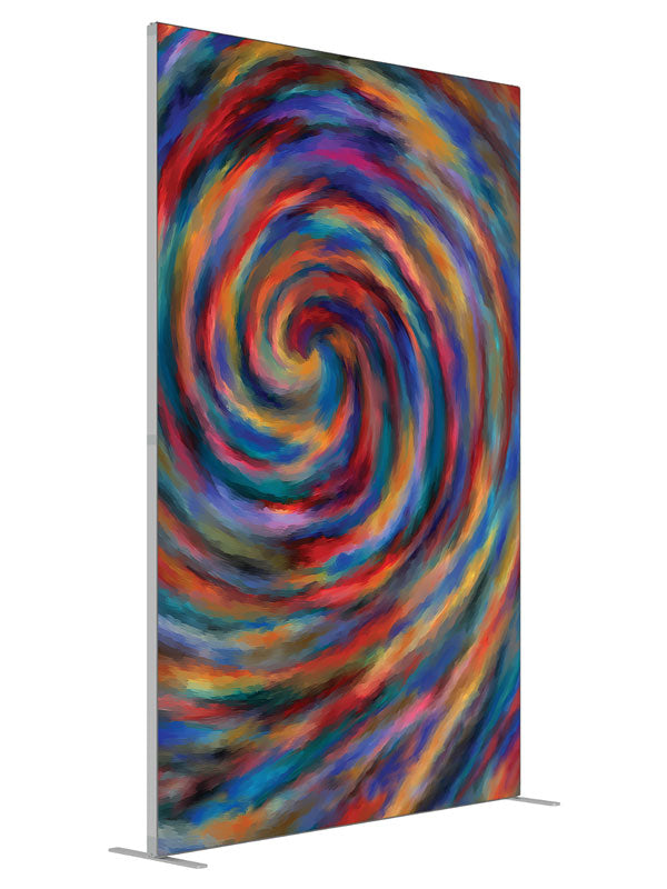 Candy Swirl Vivid Swirl Abstract shown at an angled view, photography backdrop panel for Denny StudioEdge silicone edge frame, 5 ft