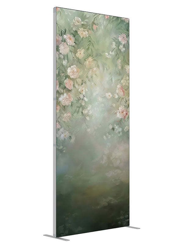 Cascading white floral garden green printed backdrop angled view 3ft - Denny StudioEdge SECP-8769