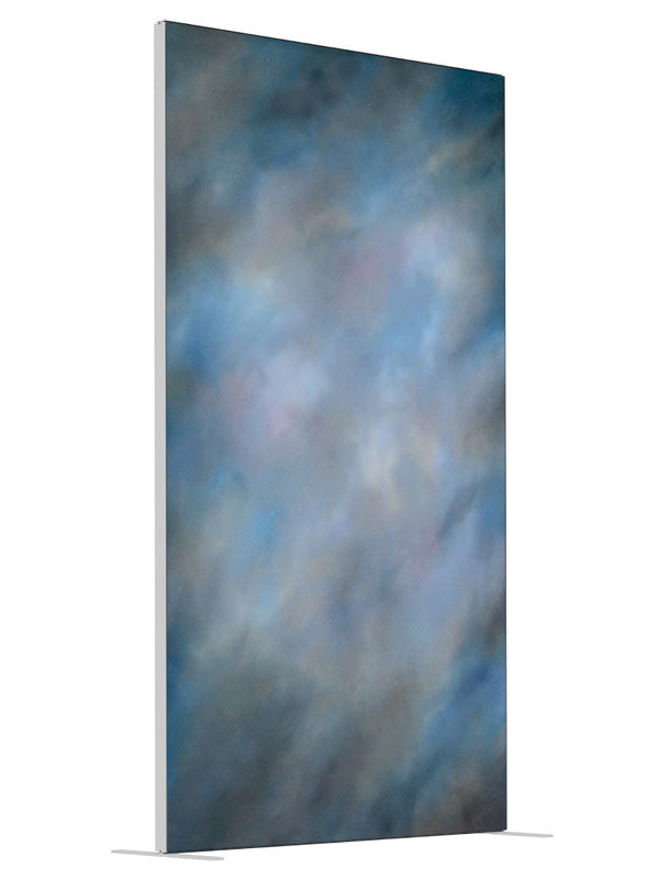 Cerulean shown at an angled view, photography backdrop panel for Denny StudioEdge silicone edge frame, 4 ft