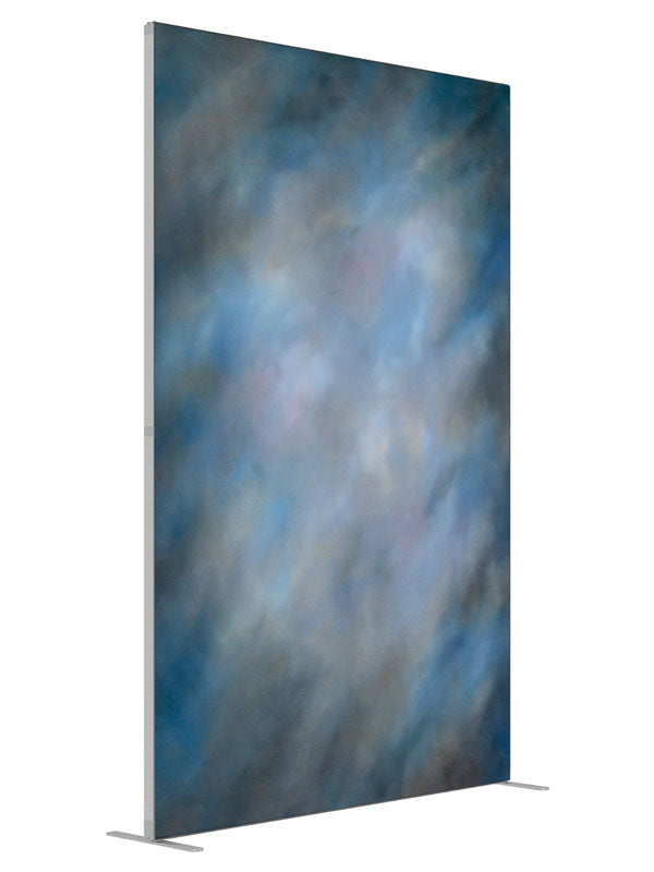Cerulean shown at an angled view, photography backdrop panel for Denny StudioEdge silicone edge frame, 5 ft