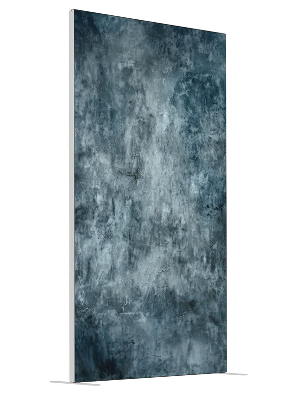 Charcoal Blue Abstract Stone shown at an angled view, photography backdrop panel for Denny StudioEdge silicone edge frame, 4 ft