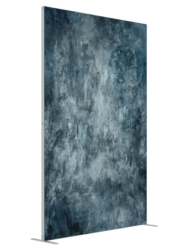 Charcoal Blue Abstract Stone shown at an angled view, photography backdrop panel for Denny StudioEdge silicone edge frame, 5 ft