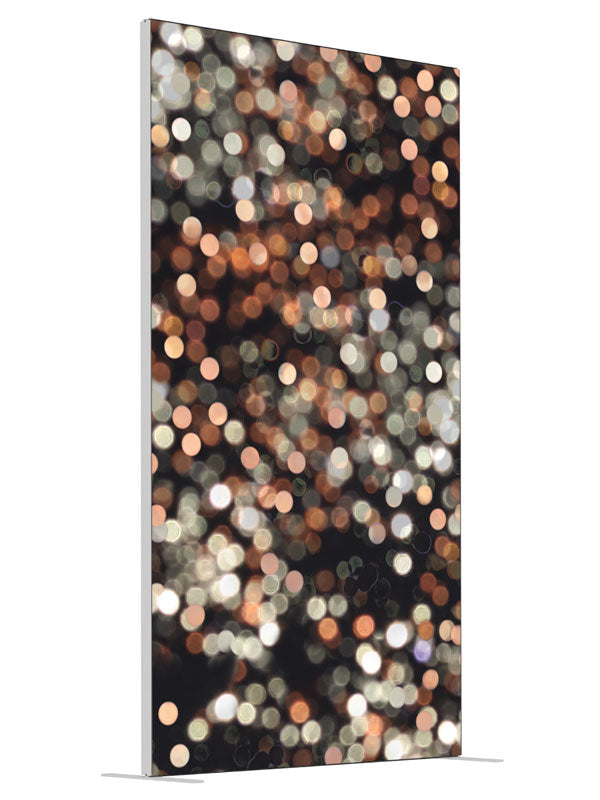 Chocolate Bokeh shown at an angled view, photography backdrop panel for Denny StudioEdge silicone edge frame, 4 ft