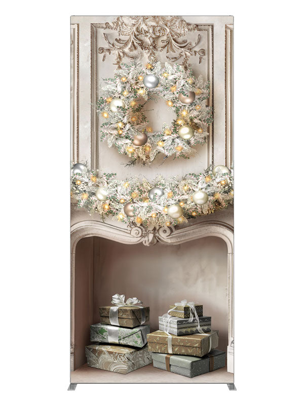 Christmas Baroque Fireplace, photography backdrop panel for Denny StudioEdge silicone edge frame, 3 ft
