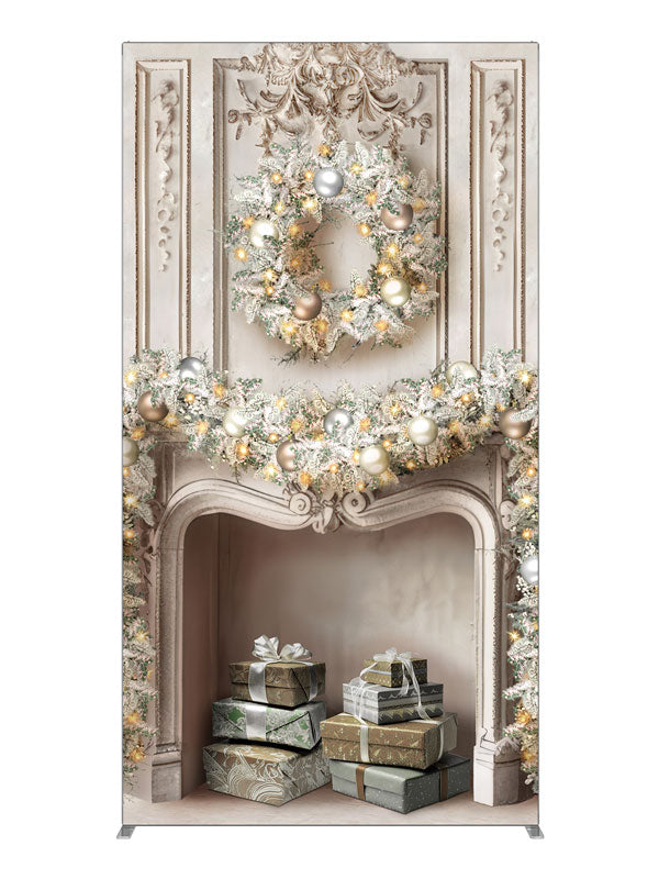Christmas Baroque Fireplace, photography backdrop panel for Denny StudioEdge silicone edge frame, 4 ft
