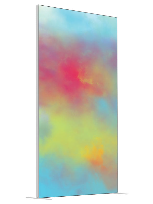 Color Clouds shown at an angled view, photography backdrop panel for Denny StudioEdge silicone edge frame, 4 ft