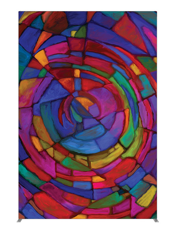 Color Wheel Stained Glass Abstract, photography backdrop panel for Denny StudioEdge silicone edge frame, 5 ft