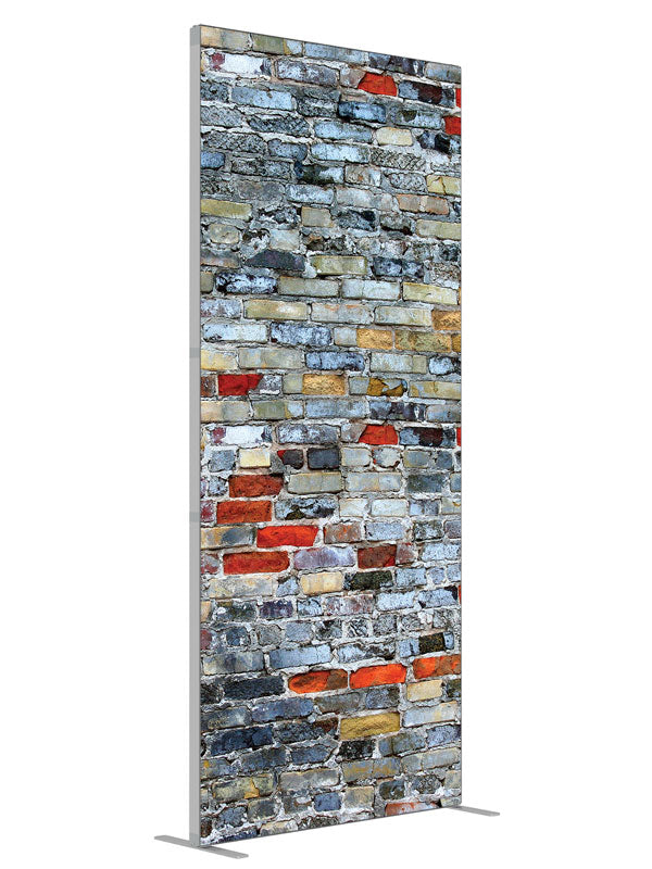 Colorful Brick shown at an angled view, photography backdrop panel for Denny StudioEdge silicone edge frame, 3 ft