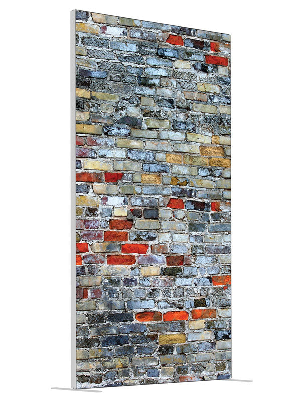 Colorful Brick shown at an angled view, photography backdrop panel for Denny StudioEdge silicone edge frame, 4 ft