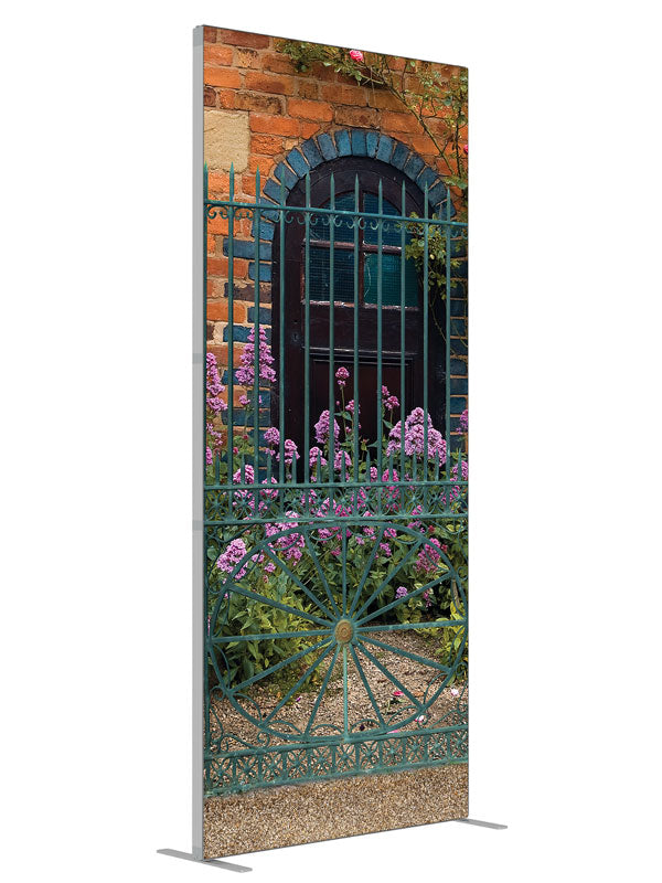 Courtyard View shown at an angled view, photography backdrop panel for Denny StudioEdge silicone edge frame, 3 ft