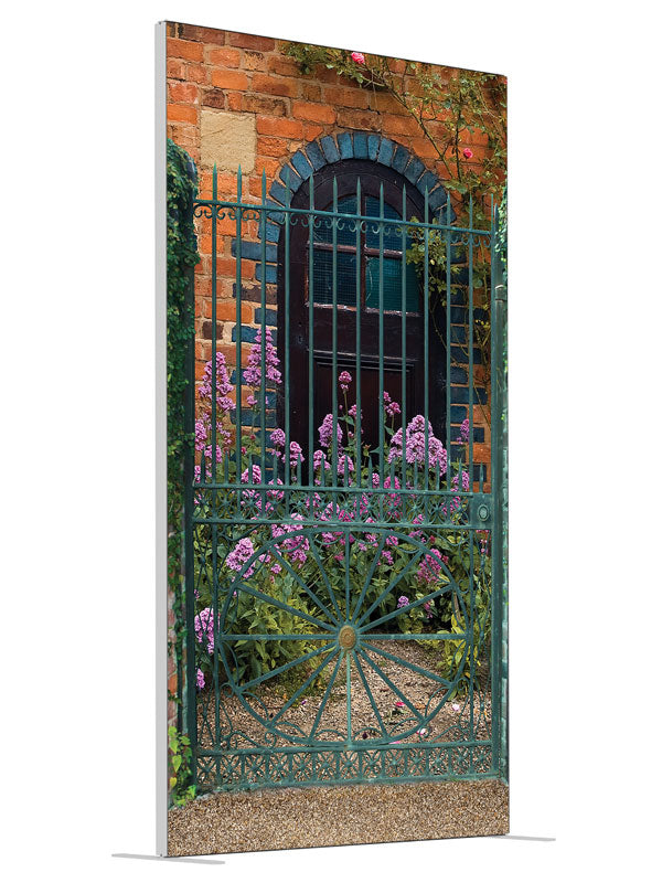 Courtyard View shown at an angled view, photography backdrop panel for Denny StudioEdge silicone edge frame, 4 ft