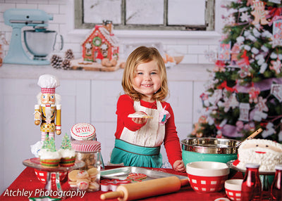 Gingerbread Christmas Kitchen Printed Backdrop