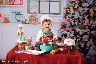 Gingerbread Christmas Kitchen Printed Backdrop