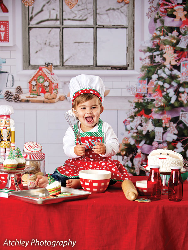 Gingerbread Christmas Kitchen Printed Backdrop