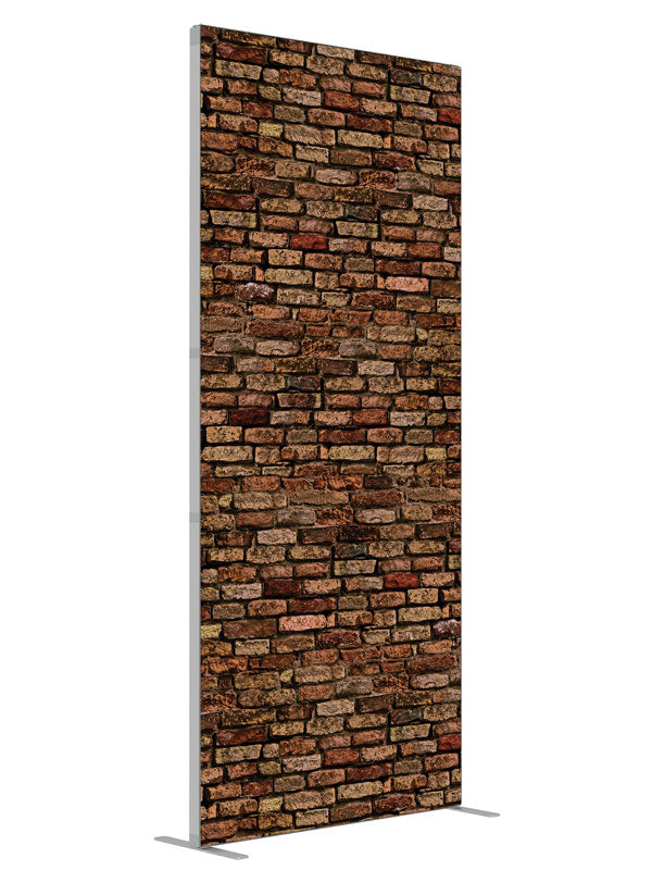 Crimson Brown Brick Wall shown at an angled view, photography backdrop panel for Denny StudioEdge silicone edge frame, 3 ft