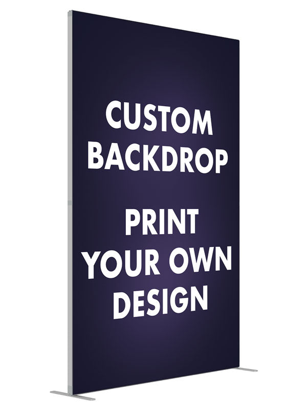 Custom print-your-own design, angled view, photography backdrop panel for Denny StudioEdge silicone edge frame, 5 ft