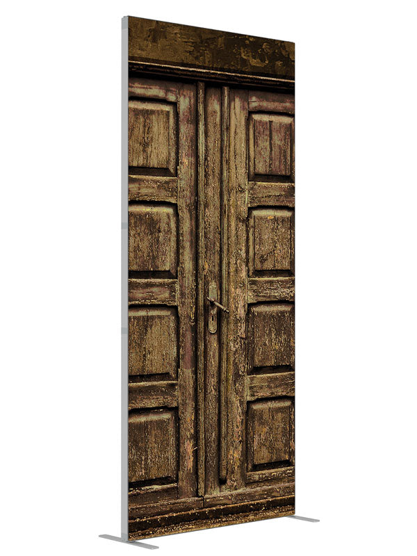 Danish Doors shown at an angled view, photography backdrop panel for Denny StudioEdge silicone edge frame, 3 ft
