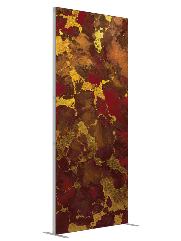 Dark red abstract gold metallic printed backdrop angled view 3ft - Denny StudioEdge SECP-8858