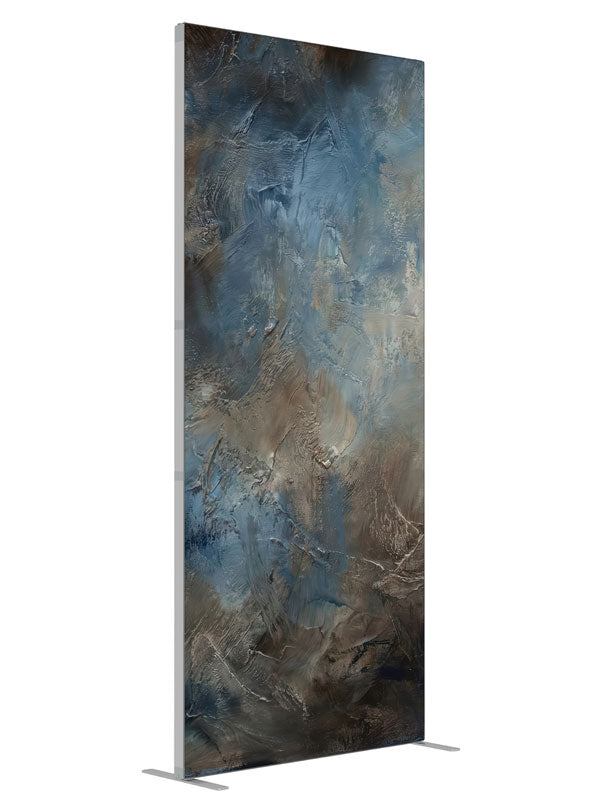 Deep Blue Brown Plaster Texture shown at an angled view, photography backdrop panel for Denny StudioEdge silicone edge frame, 3 ft