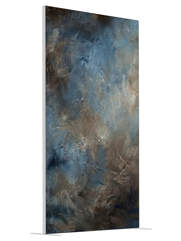 Deep Blue Brown Plaster Texture shown at an angled view, photography backdrop panel for Denny StudioEdge silicone edge frame, 4 ft
