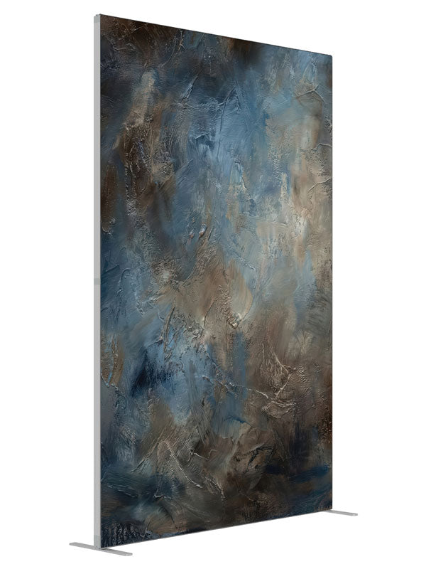 Deep Blue Brown Plaster Texture shown at an angled view, photography backdrop panel for Denny StudioEdge silicone edge frame, 5 ft