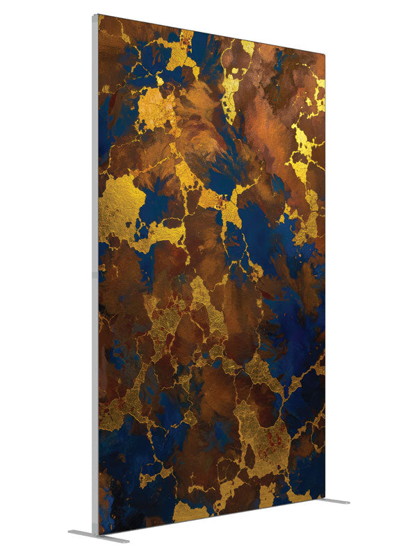 Deep blue gold vein abstract printed backdrop angled view 5ft - Denny StudioEdge SECP-8857