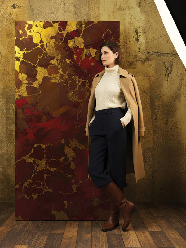 Deep red gold metallic vein texture printed photography backdrop lifestyle portrait session cropped - Denny StudioEdge SECP-8858