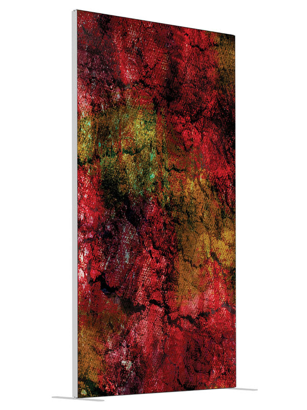 Deep red green cracked stone shown at an angled view, photography backdrop panel for Denny StudioEdge silicone edge frame, 4 ft