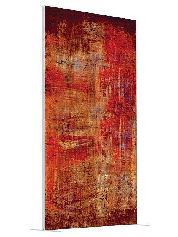 Deep red plaster texture shown at an angled view, photography backdrop panel for Denny StudioEdge silicone edge frame, 4 ft