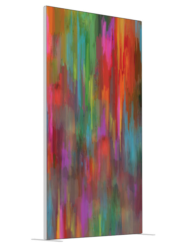 Delusion Vivid Streak Abstract shown at an angled view, photography backdrop panel for Denny StudioEdge silicone edge frame, 4 ft
