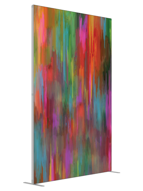 Delusion Vivid Streak Abstract shown at an angled view, photography backdrop panel for Denny StudioEdge silicone edge frame, 5 ft