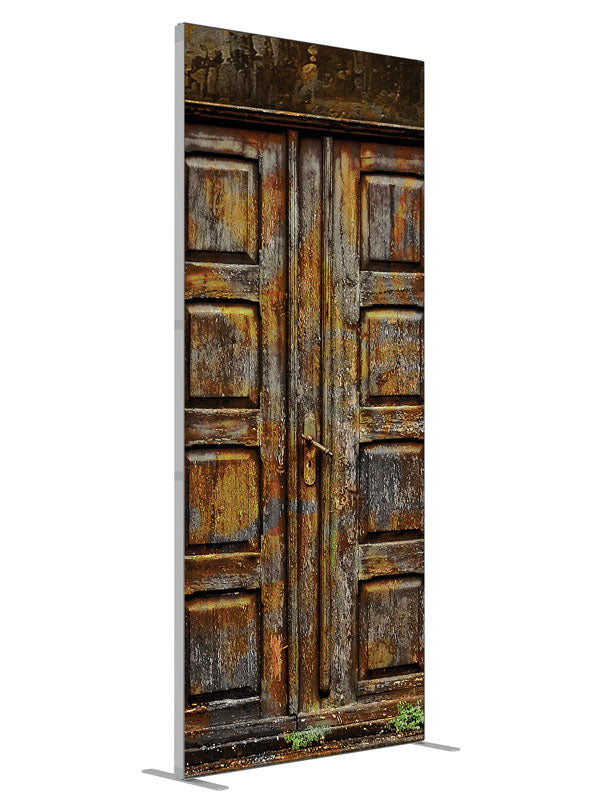 Denmark Doors shown at an angled view, photography backdrop panel for Denny StudioEdge silicone edge frame, 3 ft