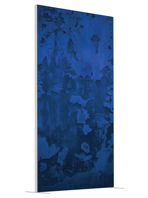 Distressed blue abstract surface printed backdrop angled view 4ft - Denny StudioEdge SECP-8853
