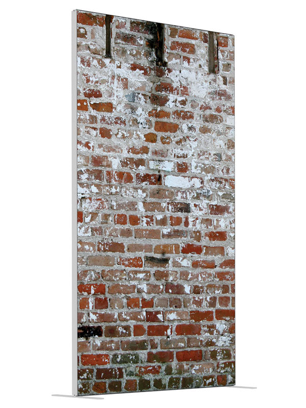 Distressed Brick shown at an angled view, photography backdrop panel for Denny StudioEdge silicone edge frame, 4 ft