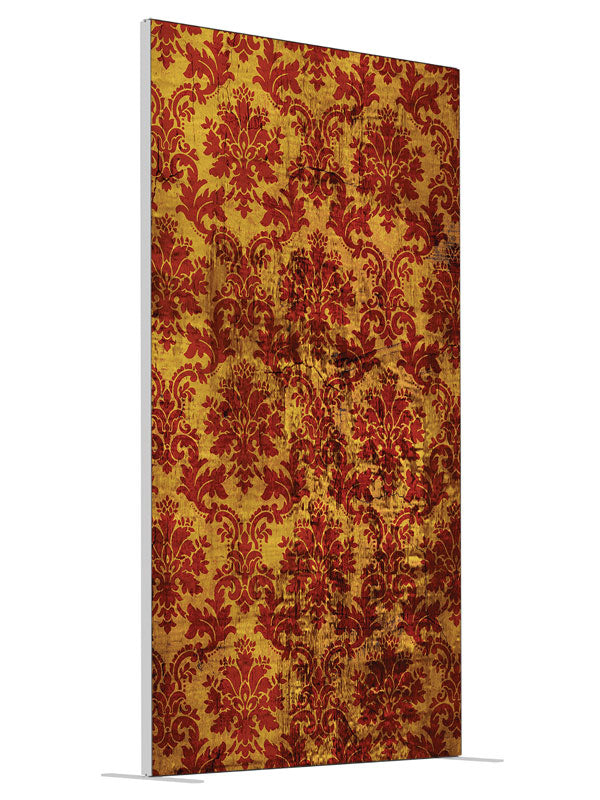 Distressed Damask shown at an angled view, photography backdrop panel for Denny StudioEdge silicone edge frame, 4 ft