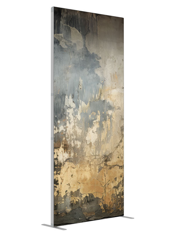 Distressed Grey Slate Ivory Texture Wall shown at an angled view, photography backdrop panel for Denny StudioEdge silicone edge frame, 3 ft
