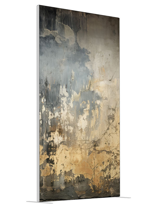Distressed Grey Slate Ivory Texture Wall shown at an angled view, photography backdrop panel for Denny StudioEdge silicone edge frame, 4 ft