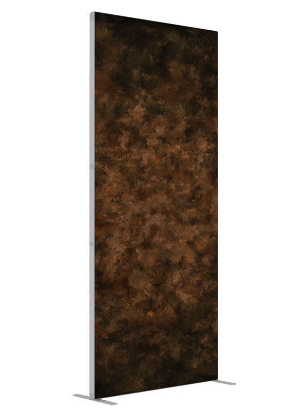 Down to Earth Brown shown at an angled view, photography backdrop panel for Denny StudioEdge silicone edge frame, 3 ft