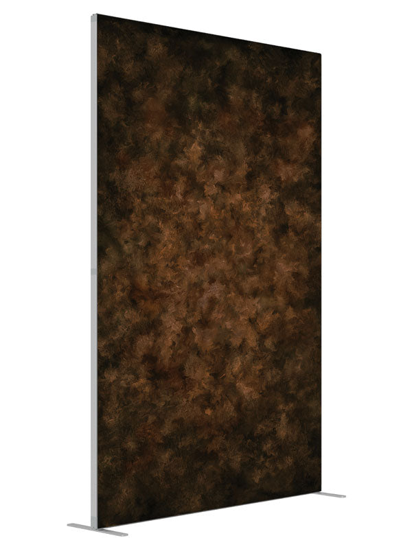 Down to Earth Brown shown at an angled view, photography backdrop panel for Denny StudioEdge silicone edge frame, 5 ft