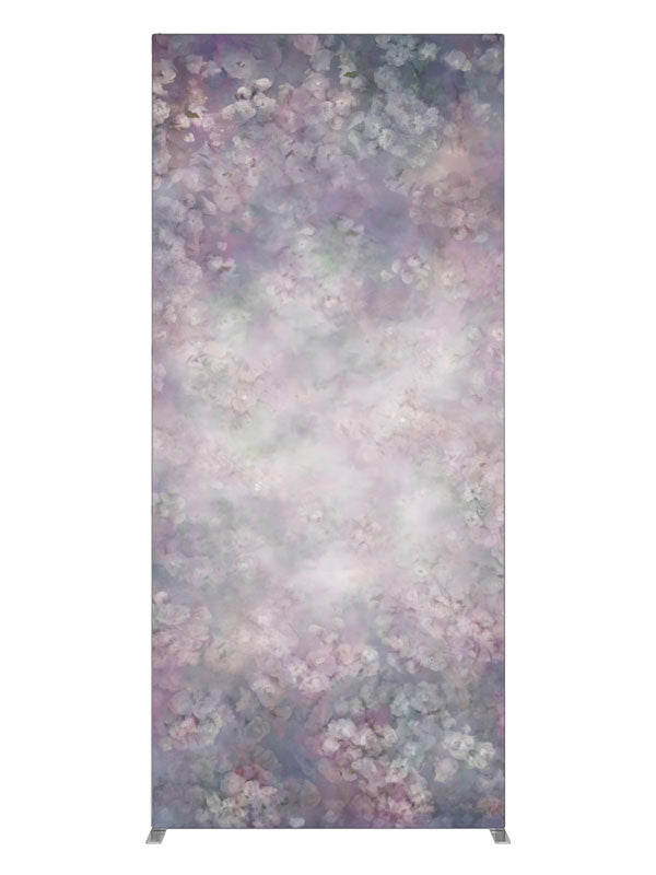 Soft mauve and dusty-rose florals around a glowing misty center, 3ft photography backdrop panel for Denny StudioEdge silicone edge frame