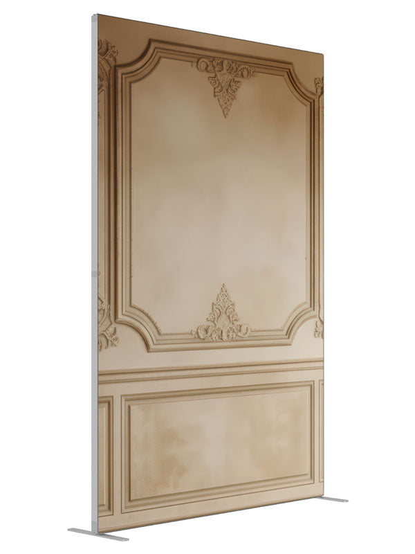 Elegant French Panel Wall shown at an angled view, photography backdrop panel for Denny StudioEdge silicone edge frame, 5 ft