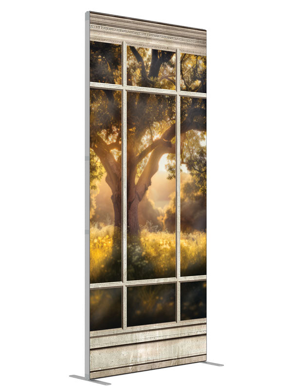 Elegant Light Wood Panel Room shown at an angled view, photography backdrop panel for Denny StudioEdge silicone edge frame, 3 ft